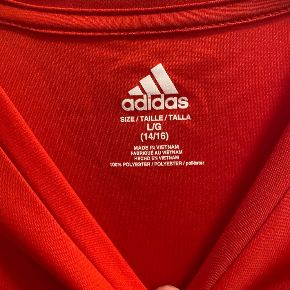 2 adidas youth t-shirts. One is Red and other is Gray. Very comfortable coolgear
